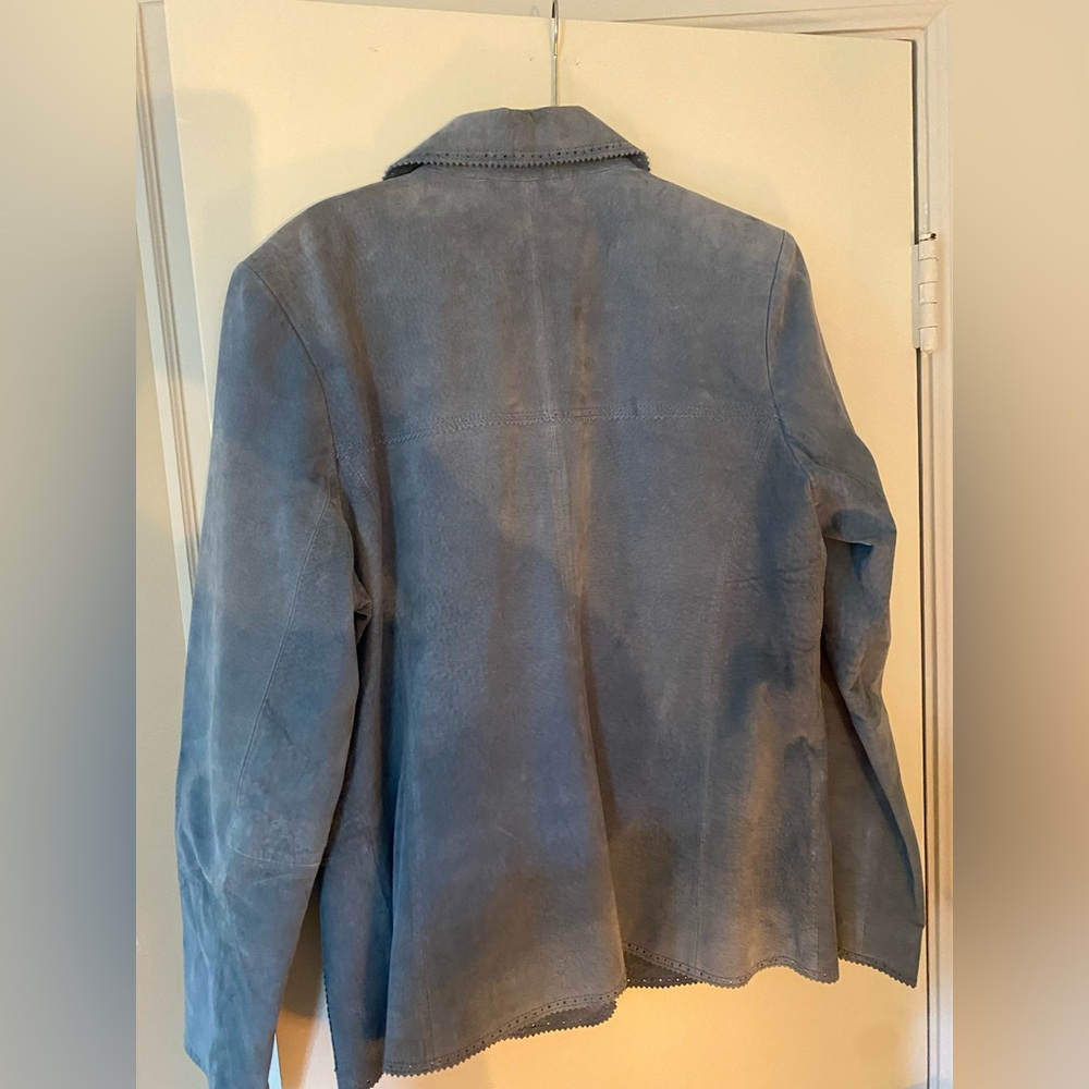 Vintage Bernardo Women's Blue Suede Jacket - Picture 4 of 4